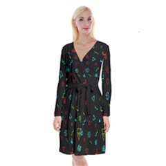 Amoled Long Sleeve Velvet Front Wrap Dress by kyorashop23