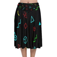 Amoled Velvet Flared Midi Skirt