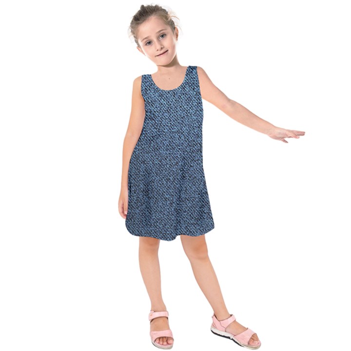 Blue Denim Fabric Kids  Sleeveless Dress