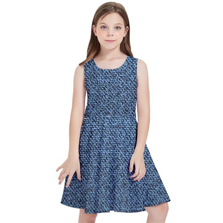 Blue Denim Fabric Kids  Skater Dress