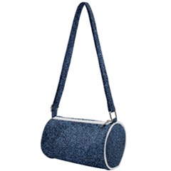 Blue Denim Fabric Mini Cylinder Bag by kyorashop23