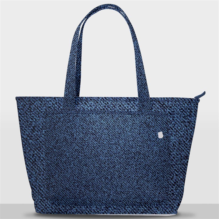 Blue Denim Fabric Back Pocket Shoulder Bag 