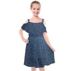 Blue Denim Fabric Kids  Cut Out Shoulders Chiffon Dress by kyorashop23