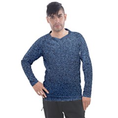 Blue Denim Fabric Men s Pique Long Sleeve T-shirt