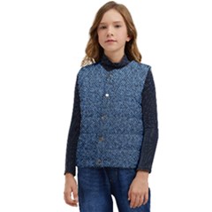 Blue Denim Fabric Kid s Button Up Puffer Vest	