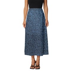 Blue Denim Fabric Classic Midi Chiffon Skirt