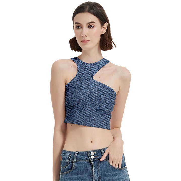 Blue Denim Fabric Cut Out Top