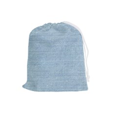 Blue Denim Texture, Macro Drawstring Pouch (large) by kyorashop23