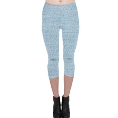 Blue Denim Texture, Macro Capri Leggings  by kyorashop23