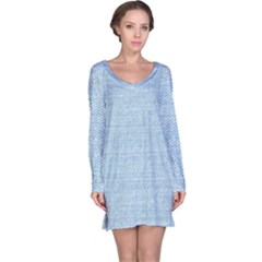 Blue Denim Texture, Macro Long Sleeve Nightdress by kyorashop23