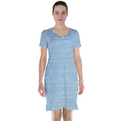 Blue Denim Texture, Macro Short Sleeve Nightdress by kyorashop23