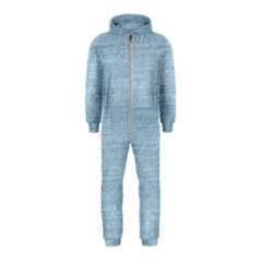 Blue Denim Texture, Macro Hooded Jumpsuit (kids)