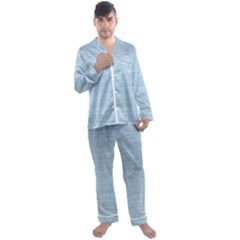 Blue Denim Texture, Macro Men s Long Sleeve Satin Pajamas Set by kyorashop23