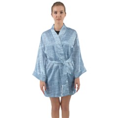 Blue Denim Texture, Macro Long Sleeve Satin Kimono by kyorashop23