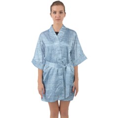 Blue Denim Texture, Macro Half Sleeve Satin Kimono  by kyorashop23