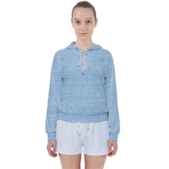 Blue Denim Texture, Macro Women s Tie Up Sweat