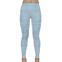 Blue Denim Texture, Macro Lightweight Velour Classic Yoga Leggings by kyorashop23