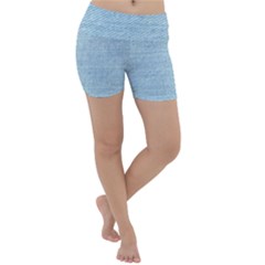 Blue Denim Texture, Macro Lightweight Velour Yoga Shorts by kyorashop23