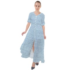 Blue Denim Texture, Macro Waist Tie Boho Maxi Dress by kyorashop23