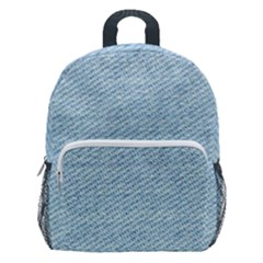 Blue Denim Texture, Macro Kids  Age 5-10 Lightweight School Backpack With Side Pockets