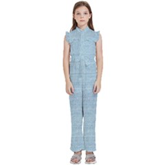 Blue Denim Texture, Macro Kids  Sleeveless Ruffle Edge Band Collar Chiffon One Piece by kyorashop23