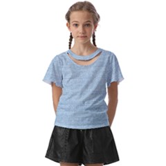 Blue Denim Texture, Macro Kids  Front Cut T-shirt by kyorashop23