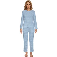 Blue Denim Texture, Macro Womens  Long Sleeve Lightweight Pajamas Set by kyorashop23