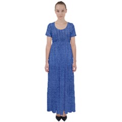 Blue Denim High Waist Short Sleeve Maxi Dress by kyorashop23