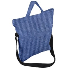 Blue Denim Fold Over Handle Tote Bag by kyorashop23