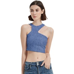 Blue Denim Cut Out Top