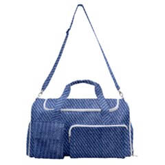 Blue Denim Sports Gym Duffle Bag With Shoe Compartment by kyorashop23