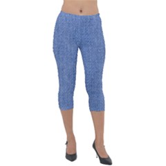 Blue Denim Lightweight Velour Capri Leggings 