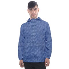 Blue Denim Men s Front Pocket Pullover Windbreaker