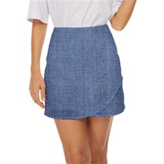 Blue Denim Mini Front Wrap Skirt by kyorashop23