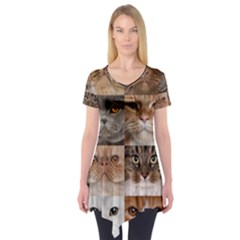 Breeds Of Cats Collage Short Sleeve Tunic 