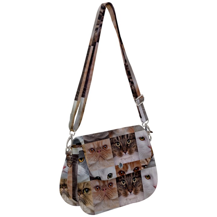 Breeds Of Cats Collage Saddle Handbag