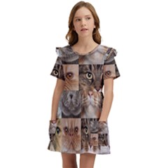 Breeds Of Cats Collage Kids  Frilly Sleeves Pocket Dress by kyorashop23