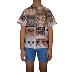 Breeds Of Cats Collage Kids  Short Sleeve Swimwear by kyorashop23