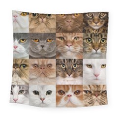 Breeds Of Cats Collage Square Tapestry (large)