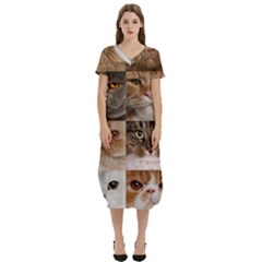 Breeds Of Cats Collage T-shirt Midi Dress With Pockets by kyorashop23