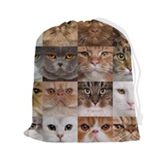 Breeds Of Cats Collage Drawstring Pouch (2xl) by kyorashop23