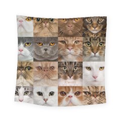 Breeds Of Cats Collage Square Tapestry (small)