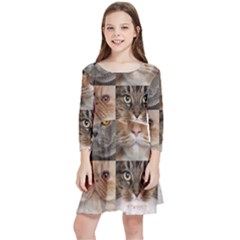 Breeds Of Cats Collage Kids  Quarter Sleeve Skater Dress by kyorashop23