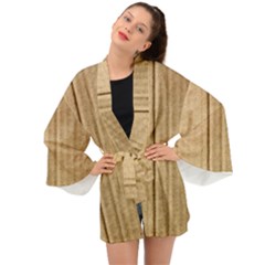 Brown Cardboard Texture Macro, Cardboard, Cardboard Long Sleeve Kimono by kyorashop23