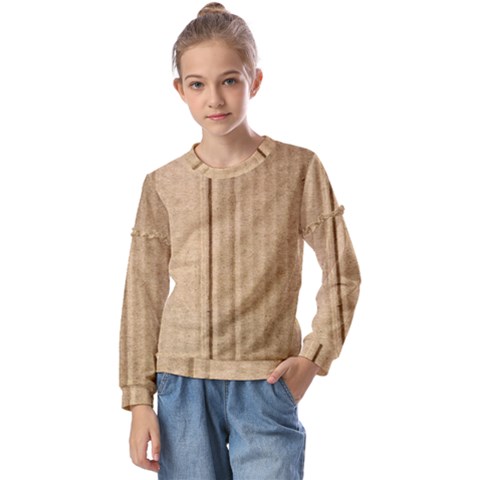 Brown Cardboard Texture Macro, Cardboard, Cardboard Kids  Long Sleeve T-shirt With Frill  by kyorashop23