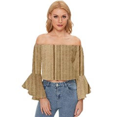 Brown Cardboard Texture Macro, Cardboard, Cardboard Off Shoulder Flutter Bell Sleeve Top