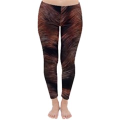 Brown Wool Texture Classic Winter Leggings