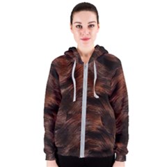 Brown Wool Texture Women s Zipper Hoodie