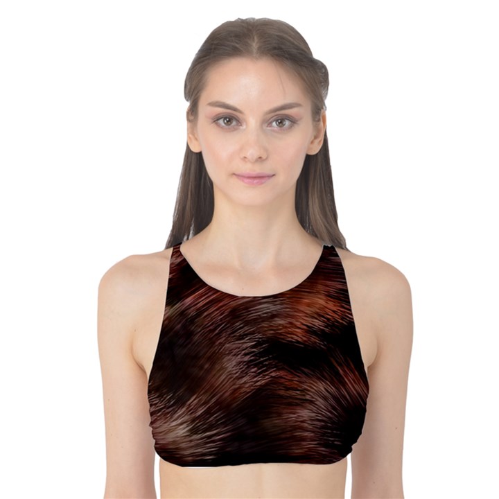 Brown Wool Texture Tank Bikini Top