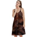 Brown Wool Texture Women s Spaghetti Strap Pullover Cami Dress View2